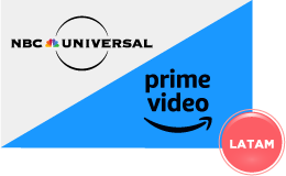 Logo de Universal+ y Amazon Prime Video con sticker de LATAM
